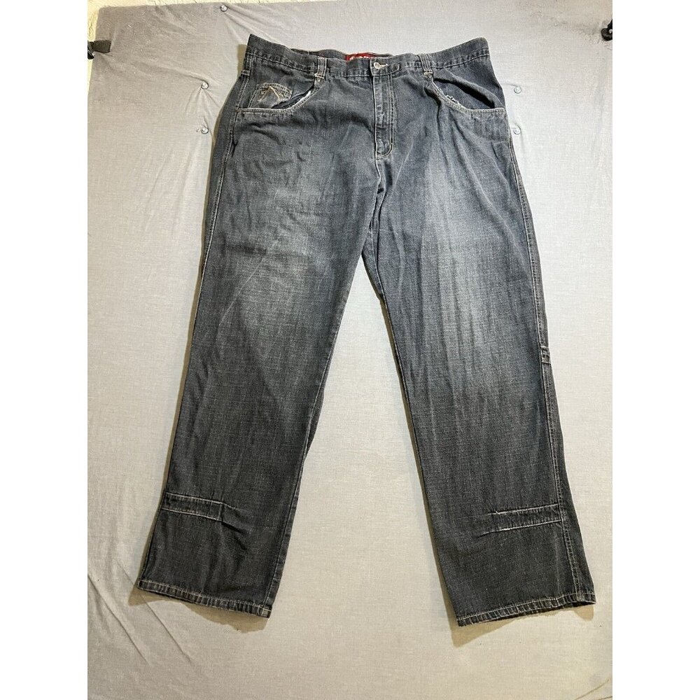 Karl‎ Kani Jeans Adult 44x34 Black Denim Y2K Baggy Wide Leg Embroidered